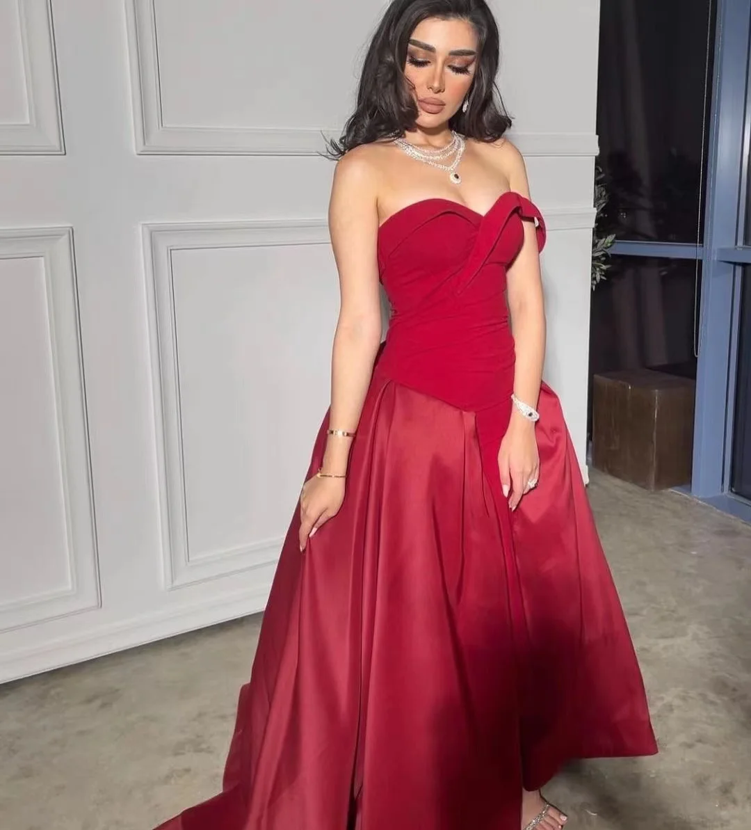

Modern Sweetheart One Shoulder Prom Dresses Zipper Back Cocktail Party Formal Occasion Evening Gowns A Line Robe De Soiree