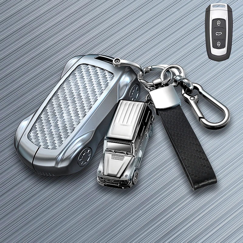 

Zinc Alloy Carbon Fiber For Geely Emgrand 7 GX3 Atlas GS NL3 Gili Emgrand 7 EX7 GT GC9 Smart Remote Car Key Case Cover Keychain