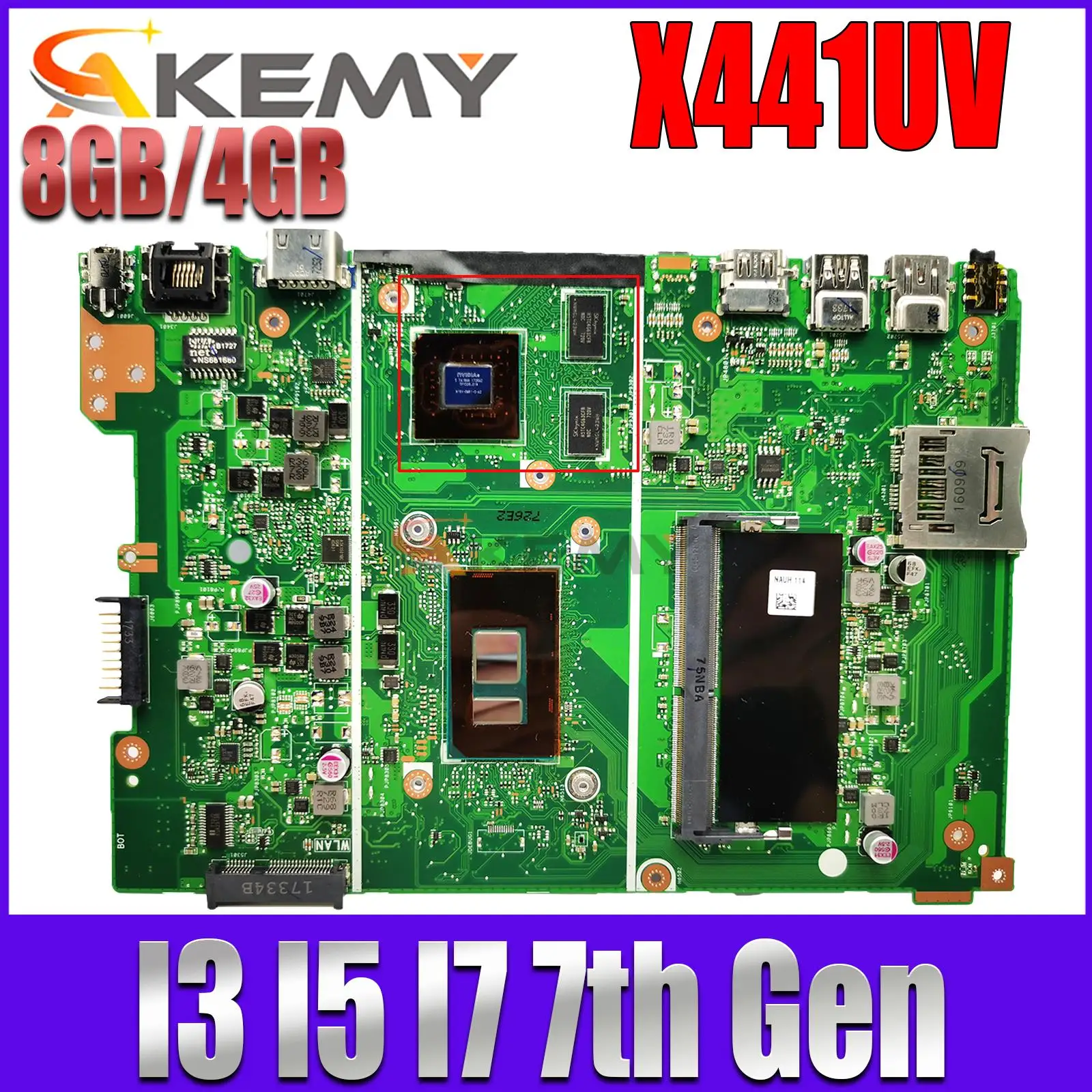 X441UV Laptop motherboard 4405U I3 I5 I7 6th Gen 7th Gen CPU 4GB 8GB RAM For Asus X441U X441UQ X441UR X441UB A441U mainboard
X441UV Laptop motherboard 4405U I3 I5 I7 6th Gen 7th Gen CPU 4GB 8GB RAM For Asus X441U X441UQ X441UR X441UB A441U mainboard
