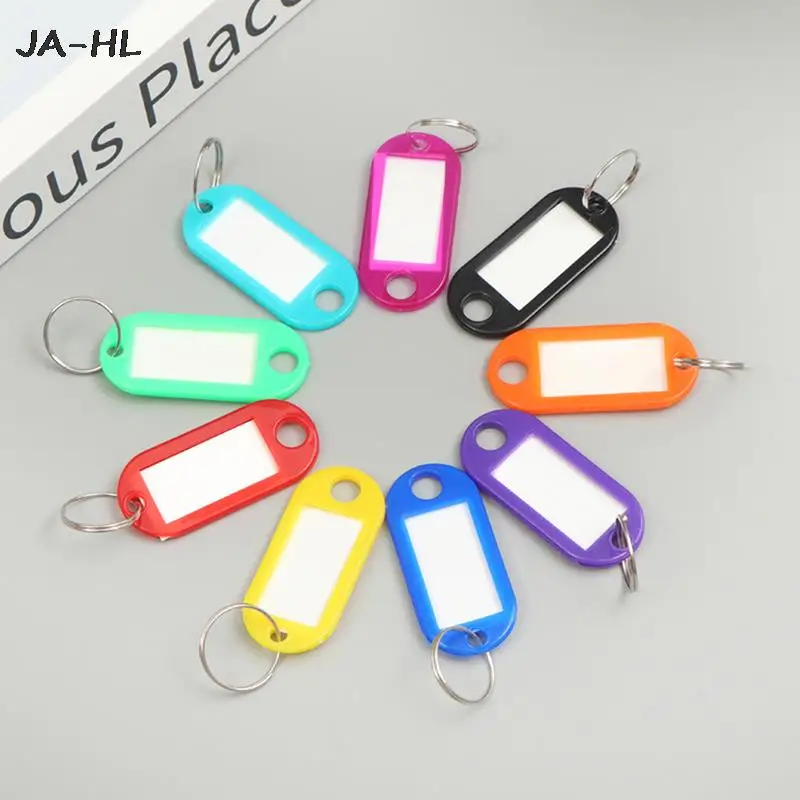 

50pcs hot Colorful Plastic Keychain Key Tags Label Numbered Name Baggage Tag ID Label Name Tags With Split Ring