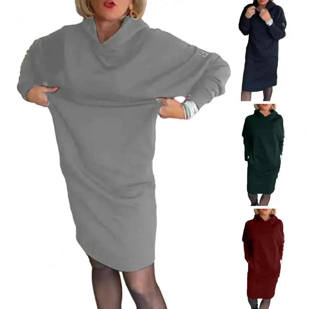 Long-sleeve Hooded Dress Cozy Hooded Midi Dress for Women Solid Color Long Sleeve Pullover with Knee Length Thick Warm for Fall
Long-sleeve Hooded Dress Cozy Hooded Midi Dress for Women Solid Color Long Sleeve Pullover with Knee Length Thick Warm for Fall