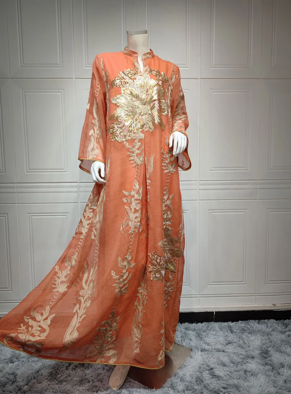 Maxi Dress Golden Sequins Embroidery Green White Abaya Woman Muslim Female Jalabiya Arabic Elegant Clothing Long Sleeves 213 Mallzona Sdb5fdf92bb98466b93ed681470608345e Maxi Dress Golden Sequins Embroidery Green White Abaya Woman Muslim Female Jalabiya Arabic Elegant Clothing Long Sleeves Mallzona