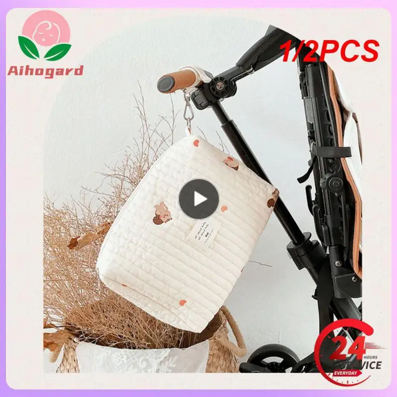 

1/2PCS Baby Accessory Stroller Bag Nappy Organizer Newborn Diaper Bag Mommy Bag Single Shoulder Handbag Zipper Embroidery Bear