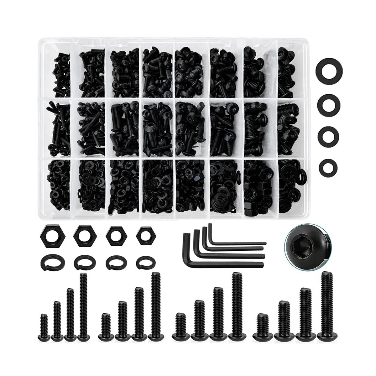 1120Pcs Metric Screw Assortment M3//M5/M6, Bolts and Nuts Kit,Metric Bolt Assortment, Grade 10.9 Alloy Steel
1120Pcs Metric Screw Assortment M3//M5/M6, Bolts and Nuts Kit,Metric Bolt Assortment, Grade 10.9 Alloy Steel