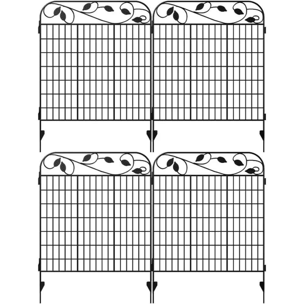 

Decorative Garden Fences 4 Pack and Borders for Dogs 44in(H)×36in(L) No Dig Metal Fence Panel Edging Border Fence Rustproof