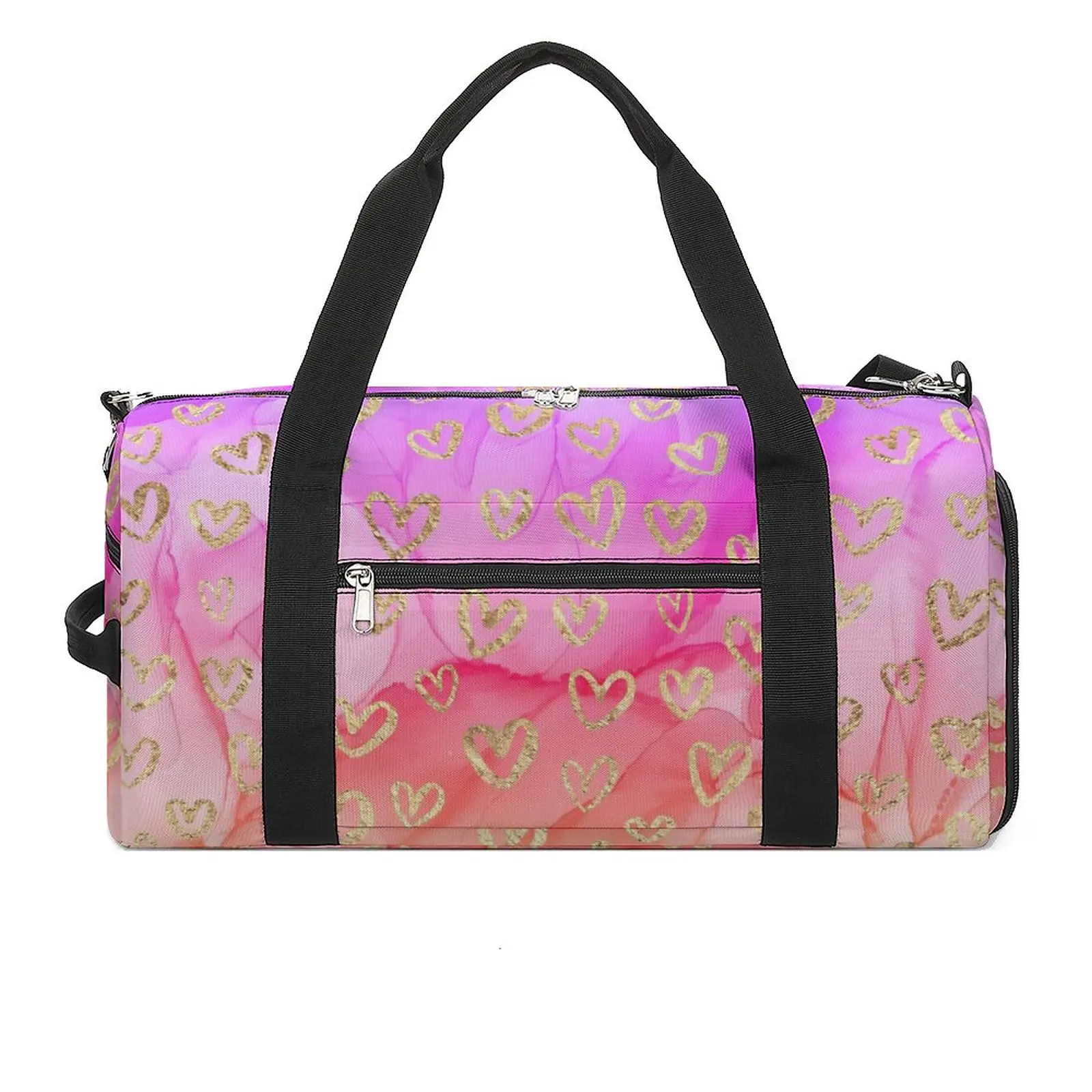 Gold Hearts Gym Bag Purple Pink Tie Dye Print Travel Training Sports Bags Men Women Custom Graphic Fitness Bag Portable Handbags
Gold Hearts Gym Bag Purple Pink Tie Dye Print Travel Training Sports Bags Men Women Custom Graphic Fitness Bag Portable Handbags