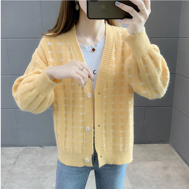 Yellow Cardigan Womens Spring Sweater Clothes Cropped Knitting Sweater Autumn 2024 New Women's Ioose Cardigan
Yellow Cardigan Womens Spring Sweater Clothes Cropped Knitting Sweater Autumn 2024 New Women's Ioose Cardigan