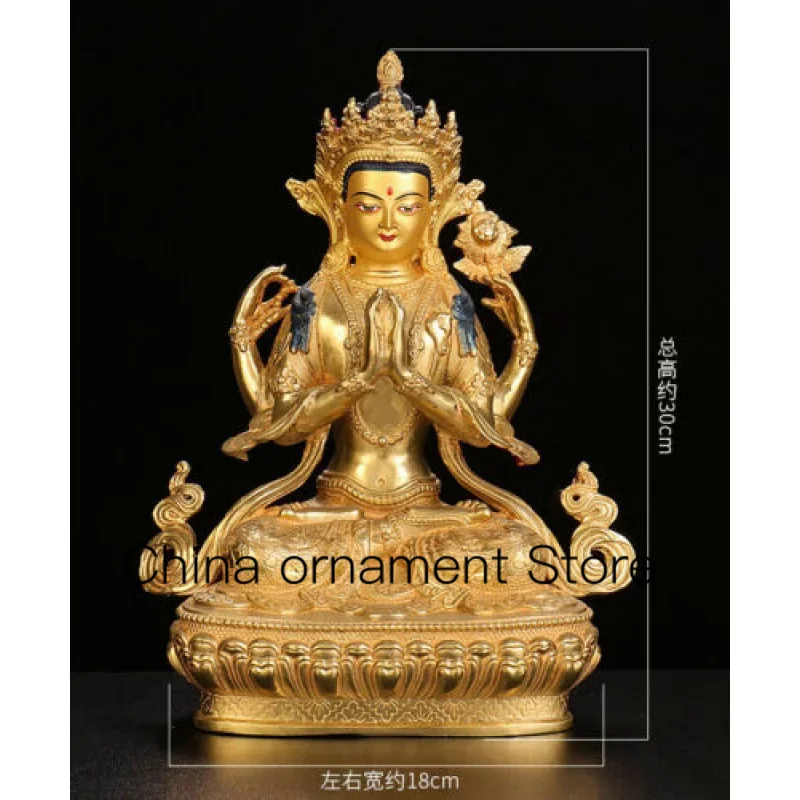 Тибетский Sakyamuni, 30 см, ручная роспись, бронзовый позолоченный Будда, четырёхоружия
Тибетский Sakyamuni, 30 см, ручная роспись, бронзовый позолоченный Будда, четырёхоружия