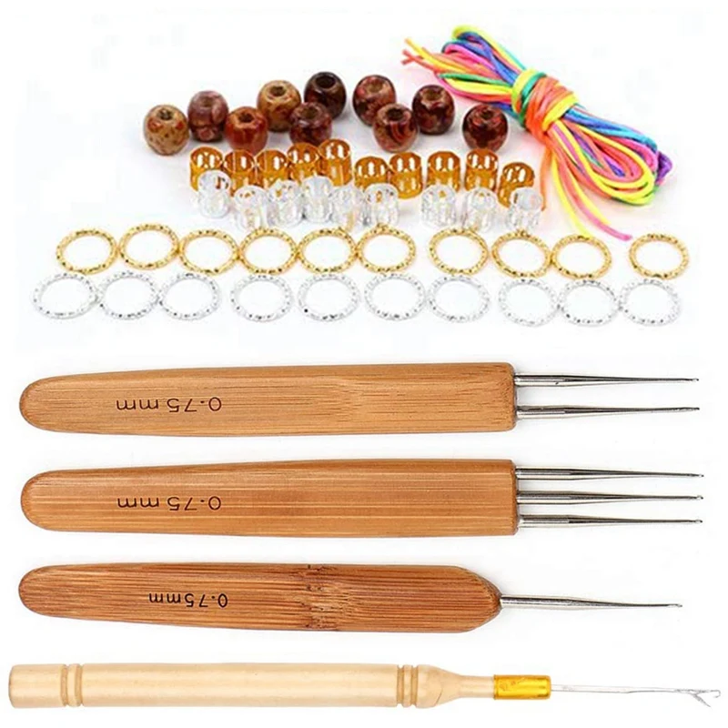 

Hair Extensions Weaving Crochet Needle,Dreadlocks Crochet Hooks Tool Dreadlocks Beads Metal Cuffs Hair Braid Rings