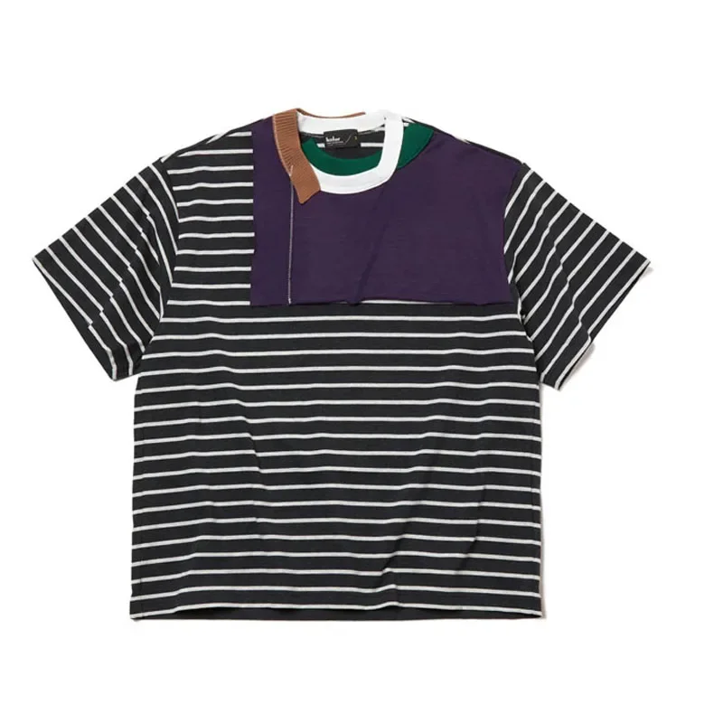 23SS KOLOR Abe Runyi Japan Bicolor Cotton Irregular Spliced Round Neck Short Sleeve Stripe T-shirt for Men New Arrival
23SS KOLOR Abe Runyi Japan Bicolor Cotton Irregular Spliced Round Neck Short Sleeve Stripe T-shirt for Men New Arrival