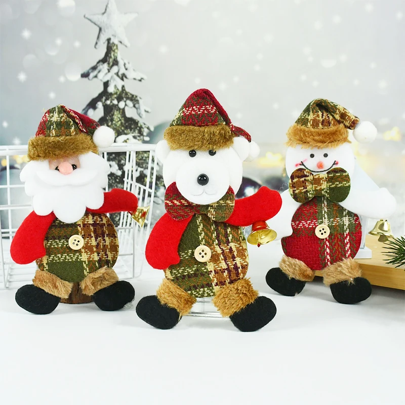 

1pc Santa Claus Deer Bear Snowman Doll Pendant New Year Fabric Xmas Tree Decor Doll Christmas Home Party Cartoon Pattern Pendant