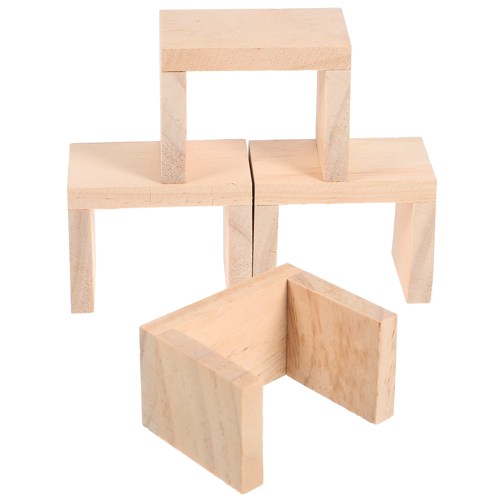 

4 Pcs Dollhouse Stool Mini Wooden Kids Chairs for Table Furniture Model Miniature Other Products Layout Prop