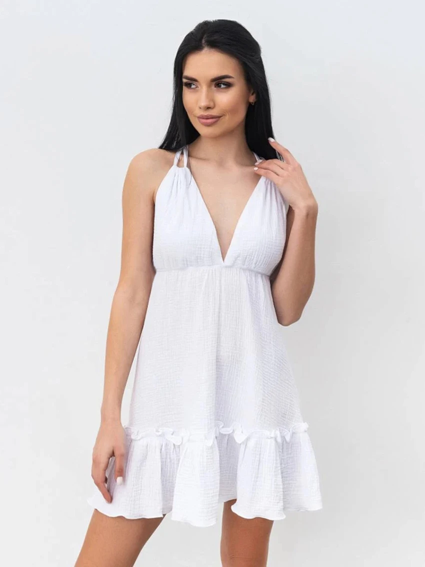 Marthaqiqi Fashion Ladies Nightwear Sexy V-Neck Sleepwear Spaghetti Strap Nightgowns Mini Dress Cotton Summer Home Clothes Women
Marthaqiqi Fashion Ladies Nightwear Sexy V-Neck Sleepwear Spaghetti Strap Nightgowns Mini Dress Cotton Summer Home Clothes Women
