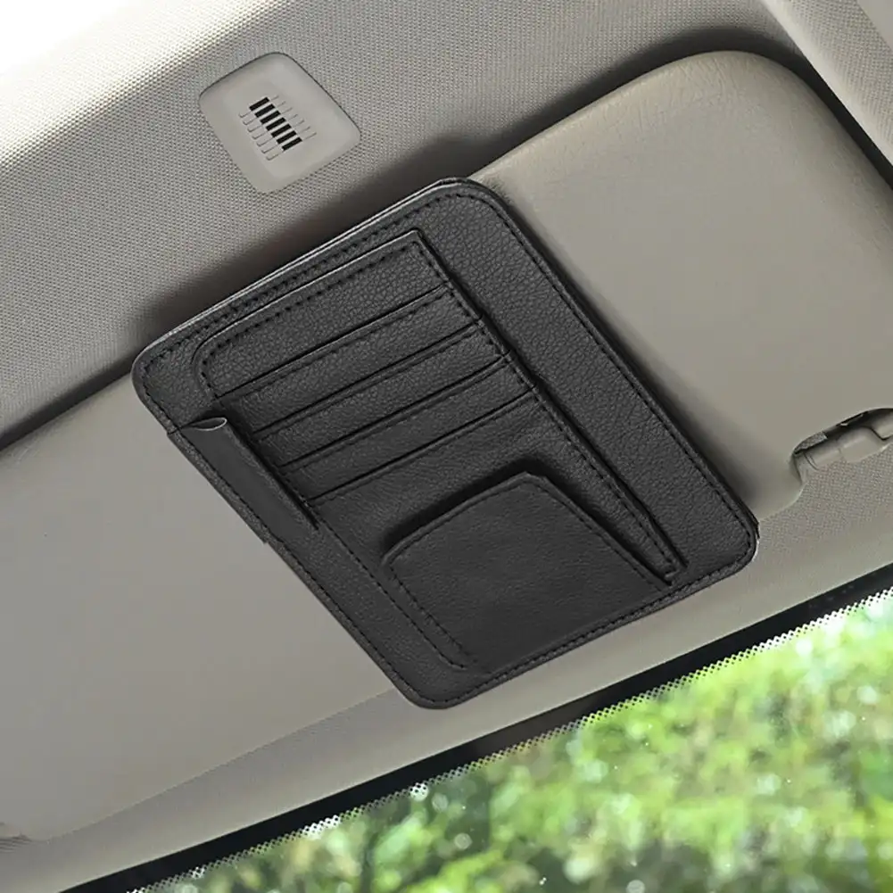 Автомобильный солнцезащитный козырек, органайзер, кожаный держатель для солнцезащитных очков, многофункциональный держатель для карт, карман для хранения, автомобильный зажим для очков, автомобильные аксессуары 
Автомобильный солнцезащитный козырек, органайзер, кожаный держатель для солнцезащитных очков, многофункциональный держатель для карт, карман для хранения, автомобильный зажим для очков, автомобильные аксессуары