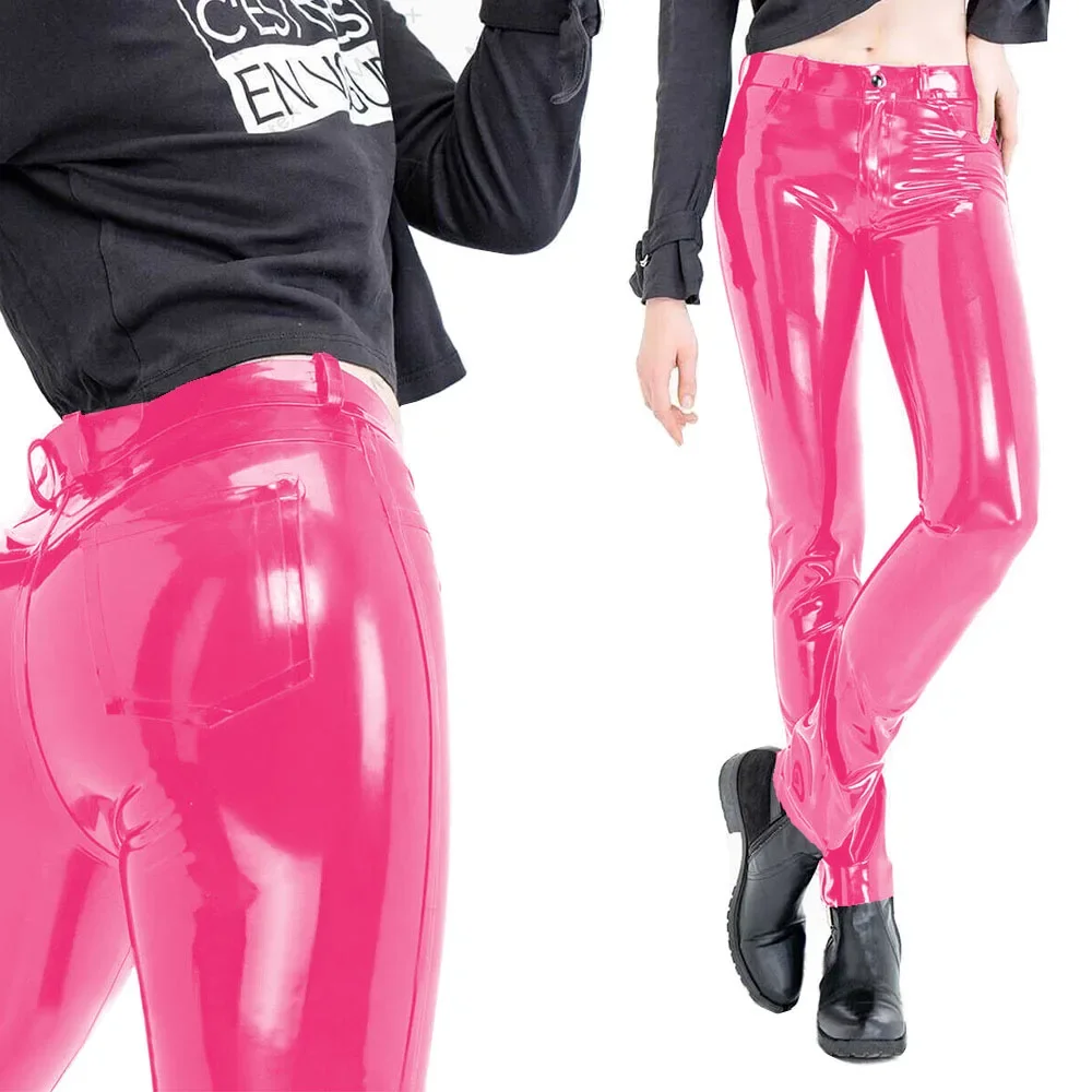 Fashion Women's Slim Fit Pencil Pants Wetlook PVC Leather Long Pants High Waisted Back Pockets Capris Streetwear Women Clothing 49 Sdb75106f5ca342ad9e7fe7e7233bbda5s