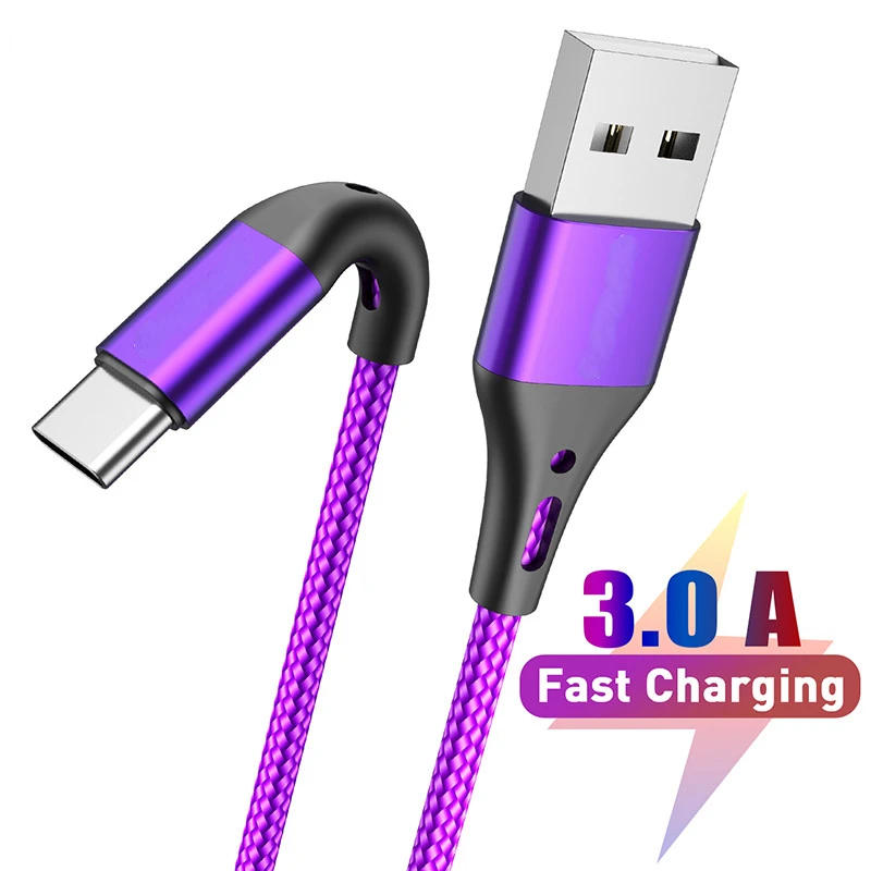 

Fast Charging Mobile Phone Chargers 1m 2m 3m Wire USLION 3A USB Type C Data Cable For Xiaomi Redmi Note 7 Samsung Galaxy S10 S9
