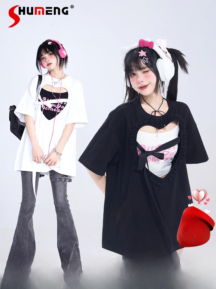 T-shirts Contrast Color Vests Female 2024 Summer Hot Girl Design T-Shirts Sweet Hollow Out Heart Shape Lace-up Short Sleeve Top
T-shirts Contrast Color Vests Female 2024 Summer Hot Girl Design T-Shirts Sweet Hollow Out Heart Shape Lace-up Short Sleeve Top