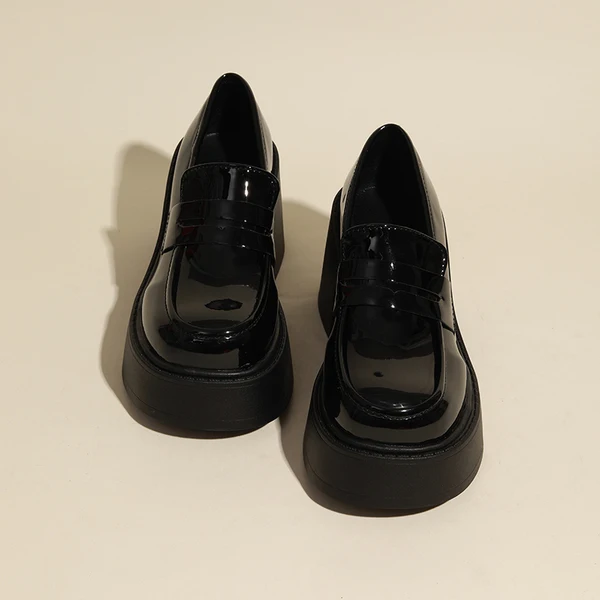 

Женские лоферы, черные туфли на плоской подошве, с закрытым носком, в британском стиле, оксфорды с круглым носком, повседневные женские кроссовки, клоги, на платформе, Осенние слипоны