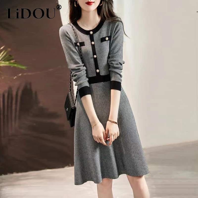 Autumn Winter New Vintage Houndstooth Elegant Fashion Dress Ladies Slim Temperament Slim Knitting Vestidos De Fiesta Robe Femme
Autumn Winter New Vintage Houndstooth Elegant Fashion Dress Ladies Slim Temperament Slim Knitting Vestidos De Fiesta Robe Femme