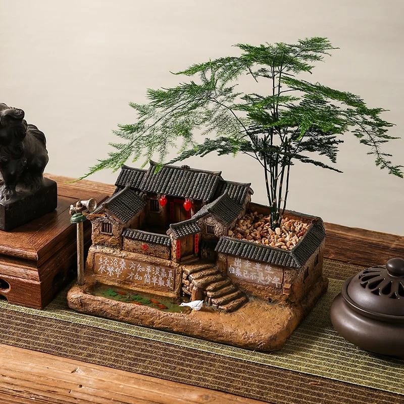 Flower Pot Resin Retro Creative Bonsai Old House Micro Landscape Bonsai Decoration Asparagus Fern Plant Basin New Chinese Style
Flower Pot Resin Retro Creative Bonsai Old House Micro Landscape Bonsai Decoration Asparagus Fern Plant Basin New Chinese Style