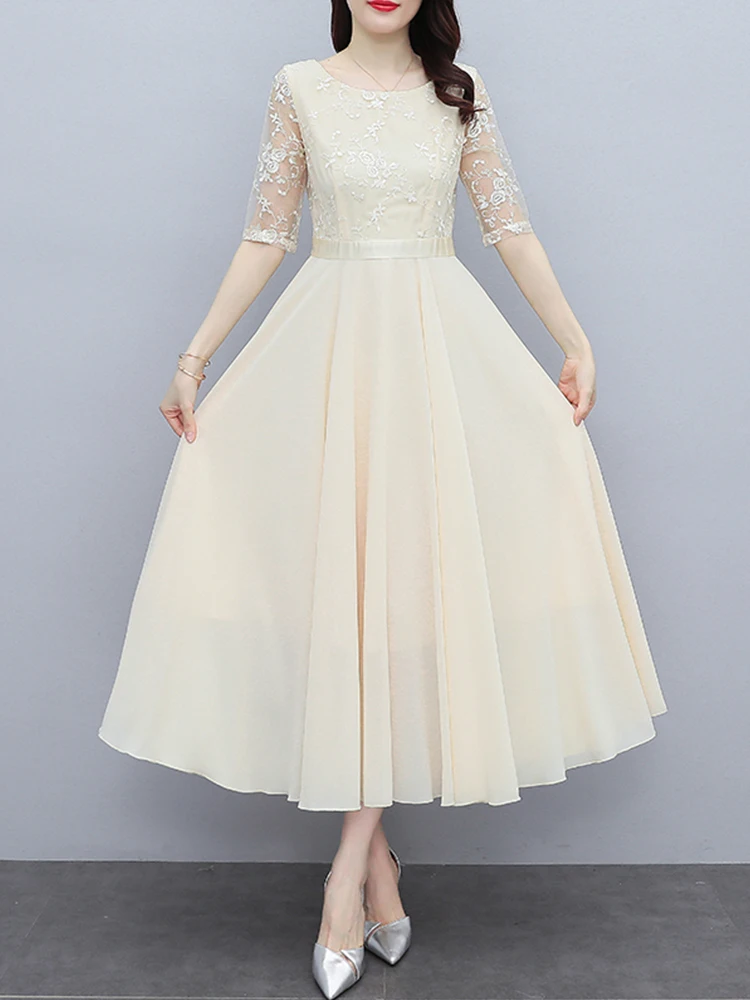 Women Maxi Fashion Casual Vintage Chiffon Dress 2023 Summer Mesh Embroidery Tunics Robe Plage Bodycon Party Evening Midi Dresses
Women Maxi Fashion Casual Vintage Chiffon Dress 2023 Summer Mesh Embroidery Tunics Robe Plage Bodycon Party Evening Midi Dresses