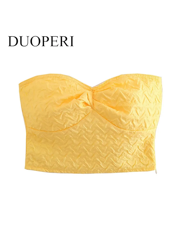 DUOPERI Women Fashion Yellow Side Zipper Backless Cropped Corset Vintage Strapless Female Chic Lady Crop Top
DUOPERI Women Fashion Yellow Side Zipper Backless Cropped Corset Vintage Strapless Female Chic Lady Crop Top