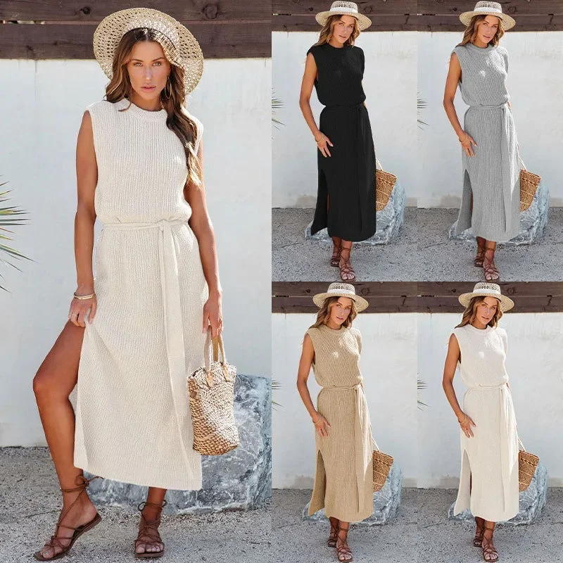 2024 Spring and Autumn New streetwear Solid Color Round Neck Bottom Knitted Skirt Fashion Commuter Split Dress for Women SFC3-3
2024 Spring and Autumn New streetwear Solid Color Round Neck Bottom Knitted Skirt Fashion Commuter Split Dress for Women SFC3-3