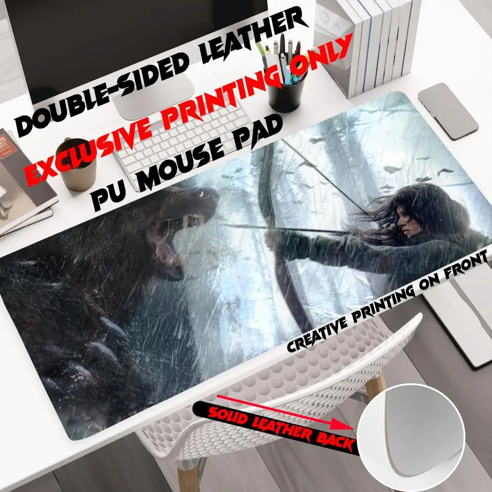 

Fashion Cool video game Tomb-Raider Series Mousepad Large Size Office Desk Protector Mat PU Leather Waterproof Mouse Pad Desktop
