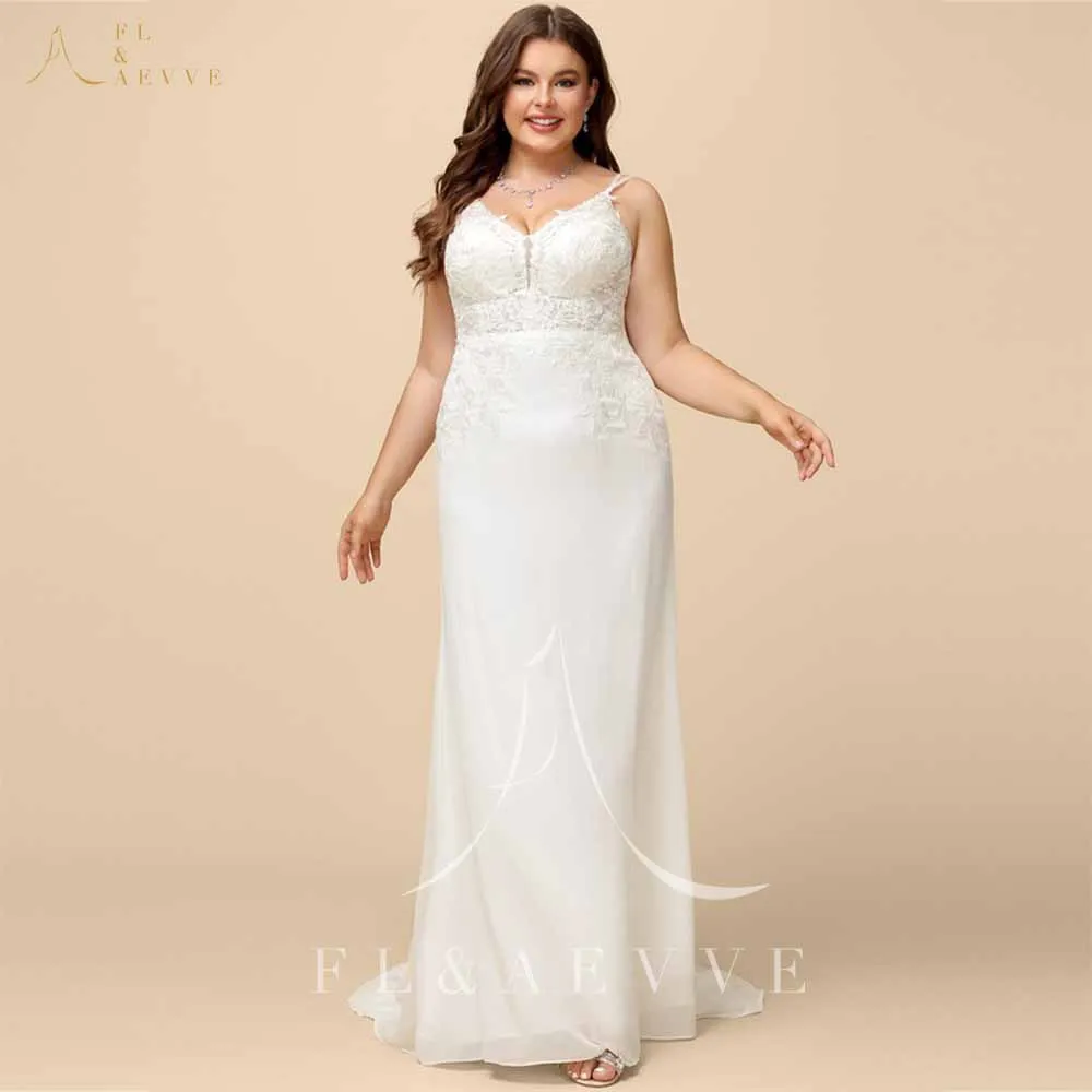 Beach Bridal Dress New In Mermaid V-Neck Sweep Train Chiffon Lace Wedding Dress Spaghetti Straps Wedding Party Gown Plus Size
Beach Bridal Dress New In Mermaid V-Neck Sweep Train Chiffon Lace Wedding Dress Spaghetti Straps Wedding Party Gown Plus Size