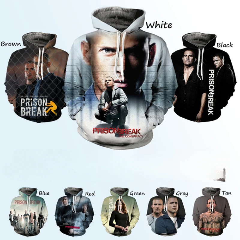 Hot TV Drama Prison Break Theme 3D Printed Hoodie Men and Women's Pullover Leisure Home Party Multi-color Long Sleeves Tops
Hot TV Drama Prison Break Theme 3D Printed Hoodie Men and Women's Pullover Leisure Home Party Multi-color Long Sleeves Tops