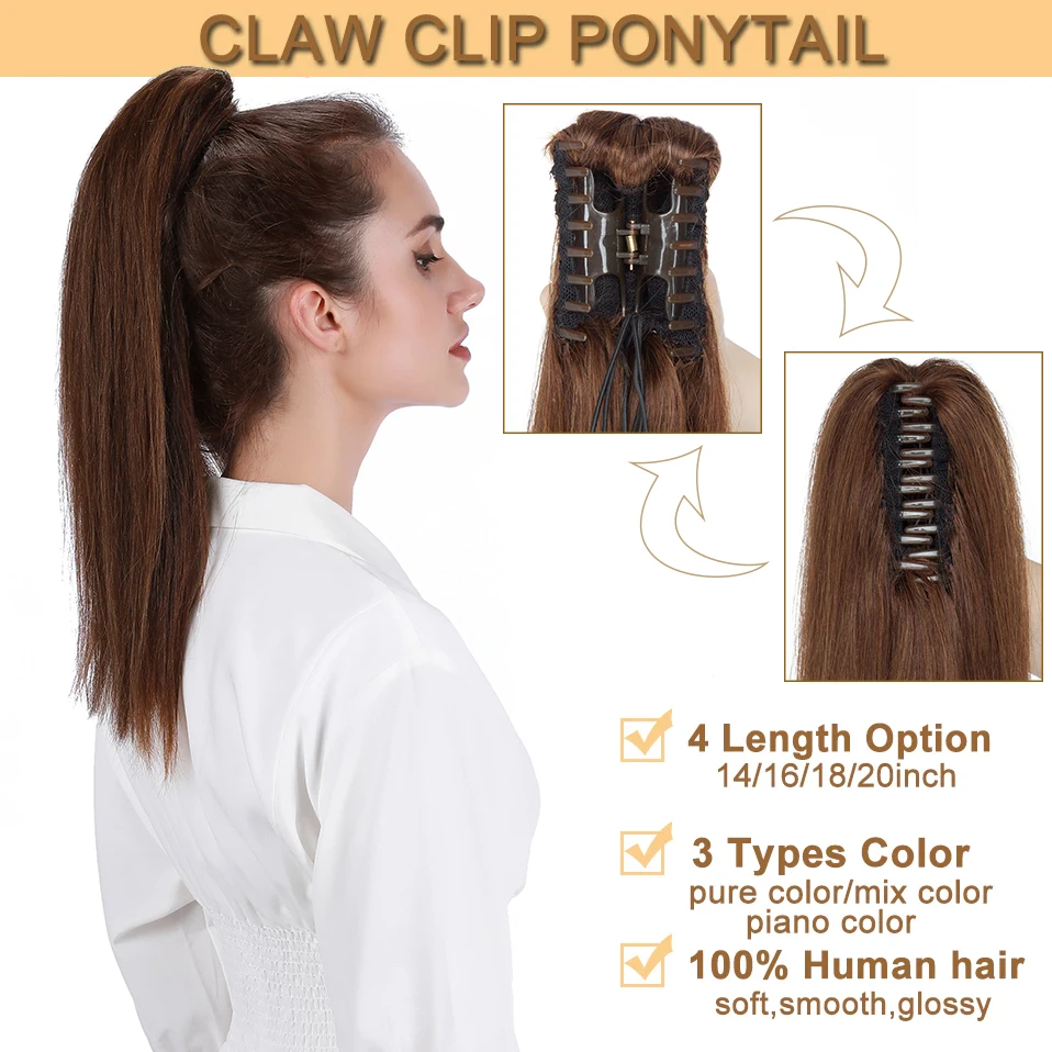Ponytail Human Hair 14-22 inches Claw Clip in Ponytail Human Hair Extension Women Hairpiece Natural Black Blonde Brown 3 Mallzona Sdb82b1bf362e4de093d04f5d9ab3fe11A Ponytail Human Hair 14-22 inches Claw Clip in Ponytail Human Hair Extension Women Hairpiece Natural Black Blonde Brown Mallzona