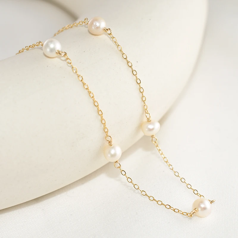 

Natural Pearl Necklace 14K Gold Filled/925 Silver Necklace Choker Handmade Pendants Collier Femme Kolye Collares Boho Jewelry