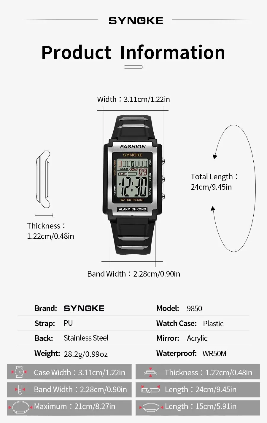 Men Rectangular Sports Electronic Watch Waterproof 50M Night Light Large Screen Alarm Clock Trend Retro Style 2 Mallzona Sdb8442fa208a4aeb93a10b6e479d2254g Men Rectangular Sports Electronic Watch Waterproof 50M Night Light Large Screen Alarm Clock Trend Retro Style Mallzona