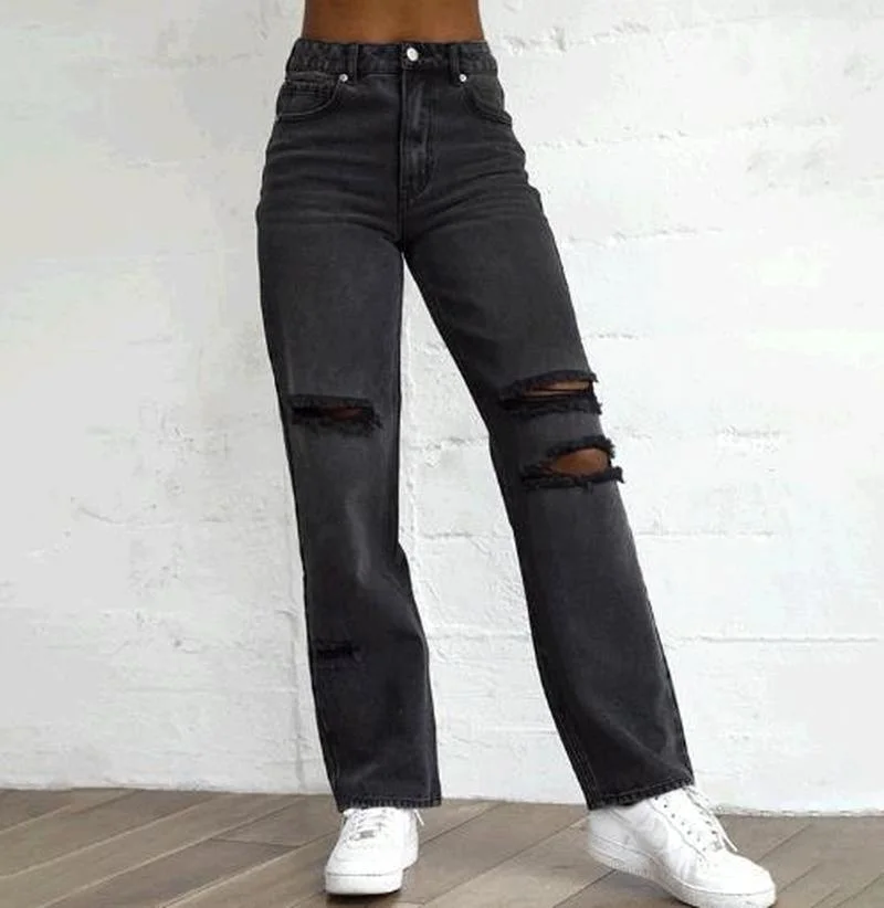 2021 High Waist Ripped Black Pants Women Wear Ragged Black Jeans Fashion Clothing Trendy Casual Long Denim Trousers Boyfriend
2021 High Waist Ripped Black Pants Women Wear Ragged Black Jeans Fashion Clothing Trendy Casual Long Denim Trousers Boyfriend