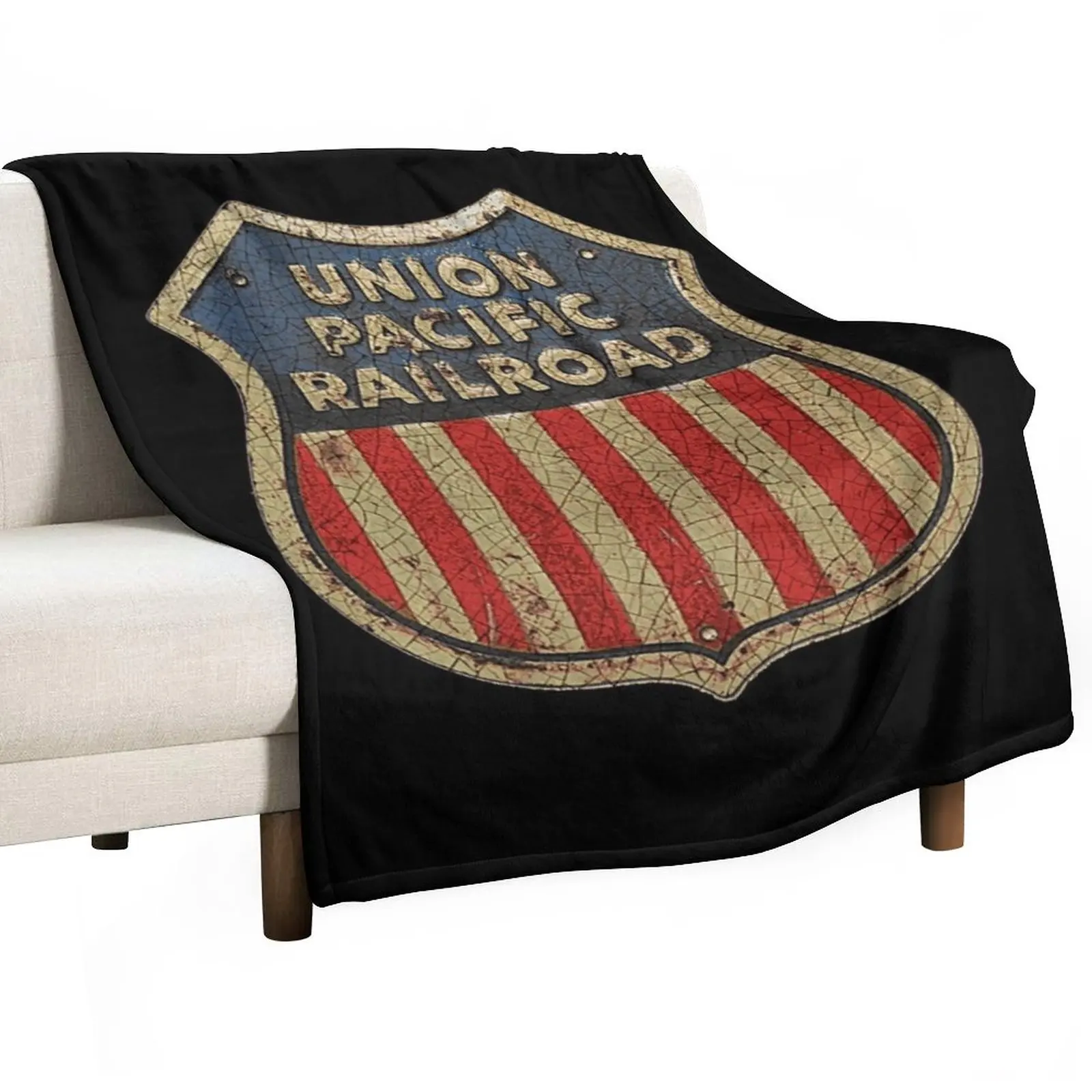 

Union Pacific Railroad Throw Blanket Flannels Blanket Plaid on the sofa Soft Plaid Designer Blankets