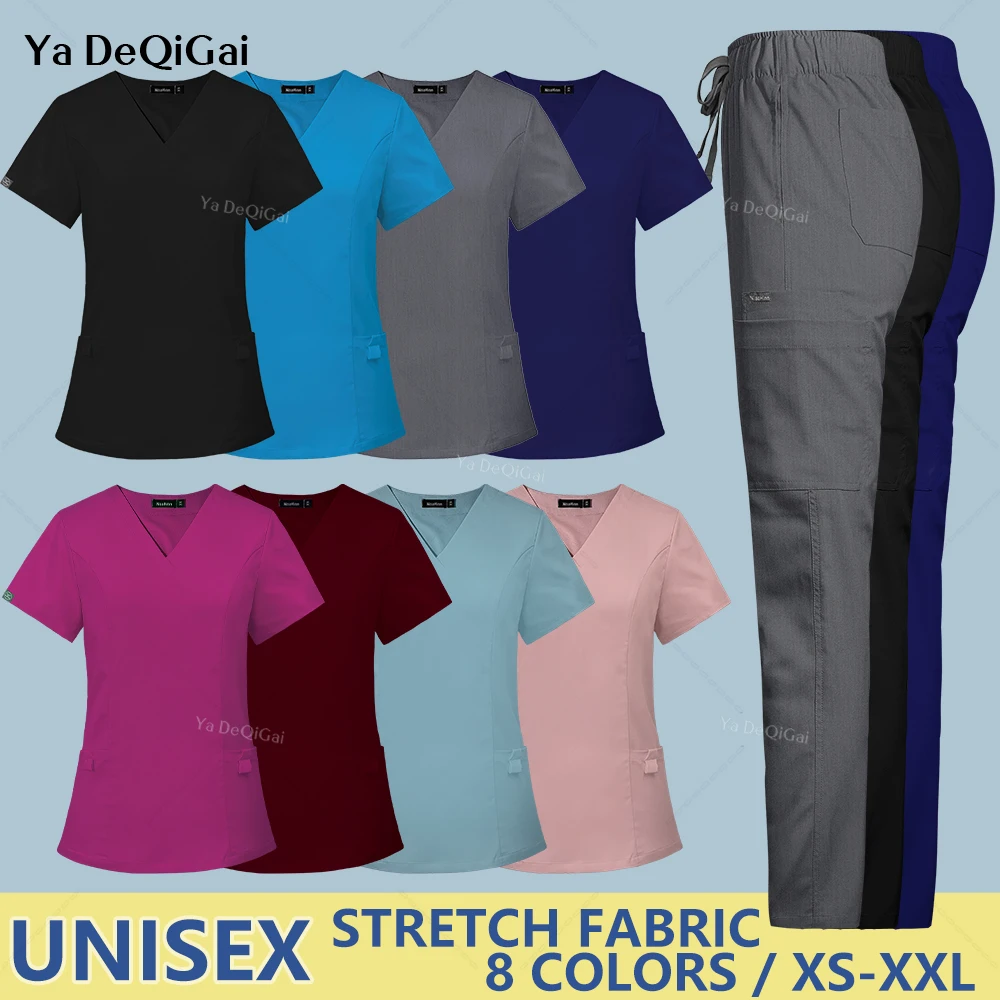 

Stretch Straight Workwear Nursing Scrubs Sets Medical Doctors Nurse Uniforms Surgical Tops Pants Clinical Work Suit Accessories