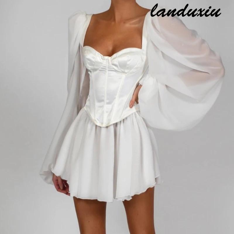 Landuxiu 2022 Autumn New Women's Lantern Sleeve OL Temperament Slim Sexy Chiffon Dress Evening Dresses
Landuxiu 2022 Autumn New Women's Lantern Sleeve OL Temperament Slim Sexy Chiffon Dress Evening Dresses