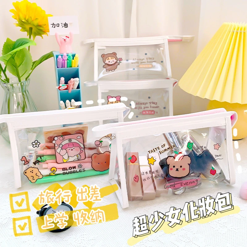 Makeup Storage Bag Waterproof Transparent Pencil Case Large Capacity PVC Pen Bag Kawaii Korean Style Cute Cartoon Travel Pouches
Makeup Storage Bag Waterproof Transparent Pencil Case Large Capacity PVC Pen Bag Kawaii Korean Style Cute Cartoon Travel Pouches
