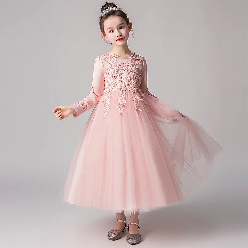 Girl Princess Wedding Dress Flower Mid-Calf O-Neck Long Sleeve Embroidery Children'S Clothes Canonicals Host Costume Ball Gown
Girl Princess Wedding Dress Flower Mid-Calf O-Neck Long Sleeve Embroidery Children'S Clothes Canonicals Host Costume Ball Gown