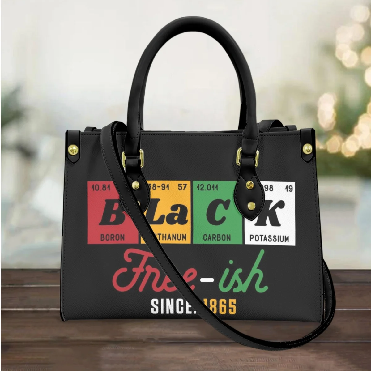 

Black History Month Juneteenth 1865 Print Totes High Quality Top Handle Travel Casual Small Handbags PU Leather Cross Body Bags