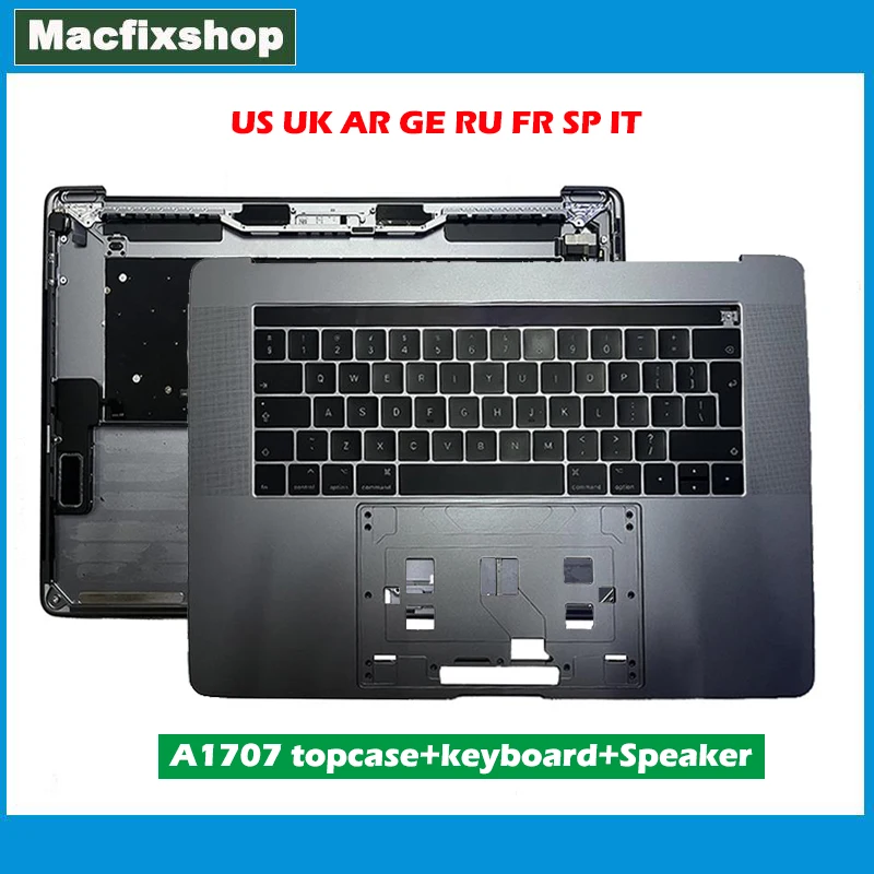 

A1707 Topcase For Macbook Pro Palmrest RU UK US French Spanish German 15" A1707 Top Case Keyboard Touchbar Speaker 2016 2017