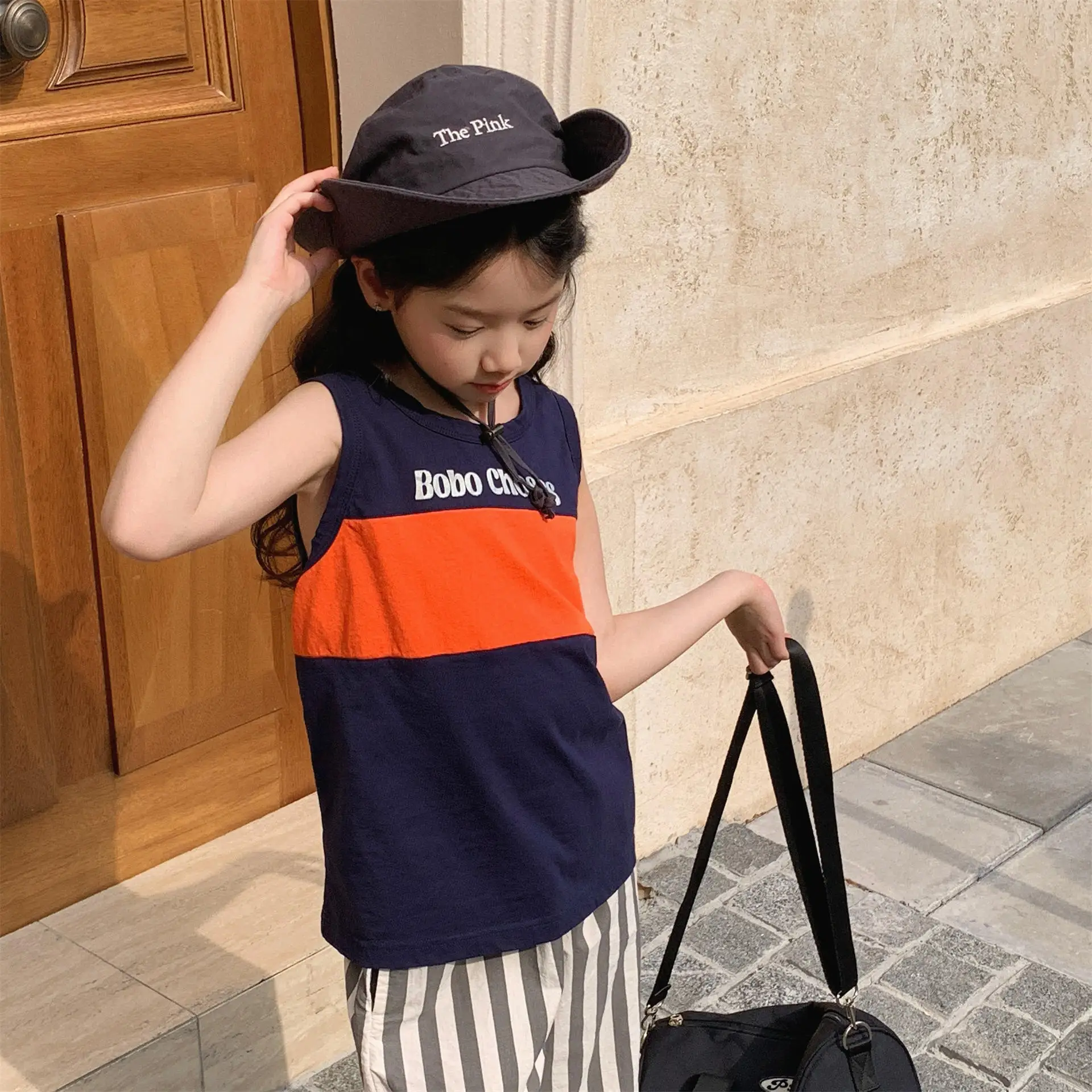 2025 Summer New Girls Sleeveless Vest Letter Print Boys T Shirts Cotton Children Casual Tops Loose Kids Tee Infant Clothes 4 Sdb95949e0d7345489ce128ec129c07f1E