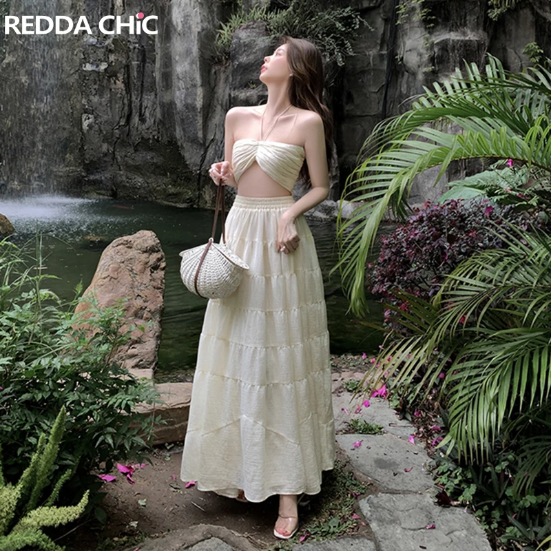 Женский костюм REDDACHiC из топа и юбки, бандажный топ с лямкой на шее и рюшами, укороченный топ, макси длинная юбка с воздушным шаром, пляжная одежда для отдыха
Женский костюм REDDACHiC из топа и юбки, бандажный топ с лямкой на шее и рюшами, укороченный топ, макси длинная юбка с воздушным шаром, пляжная одежда для отдыха