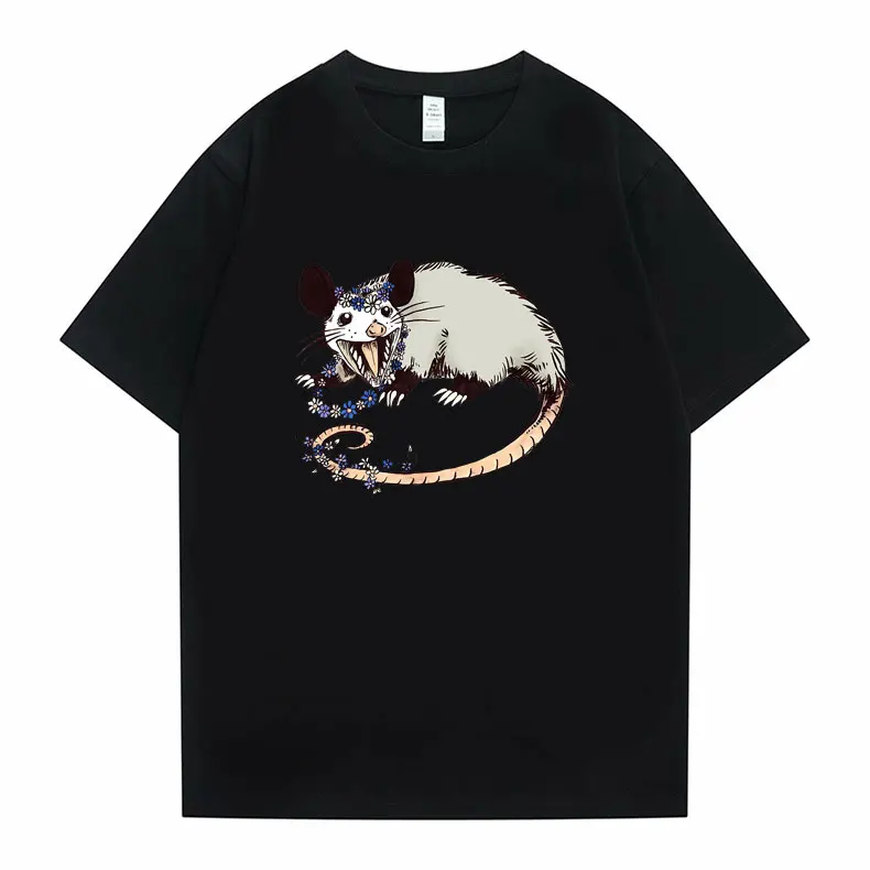 

Funny Daisy Chain Opossum Possum Yaaaas Graphic Tee Shirt Men Casual Pure Cotton T-shirts Men Women Fashion y2k Oversized Tshirt