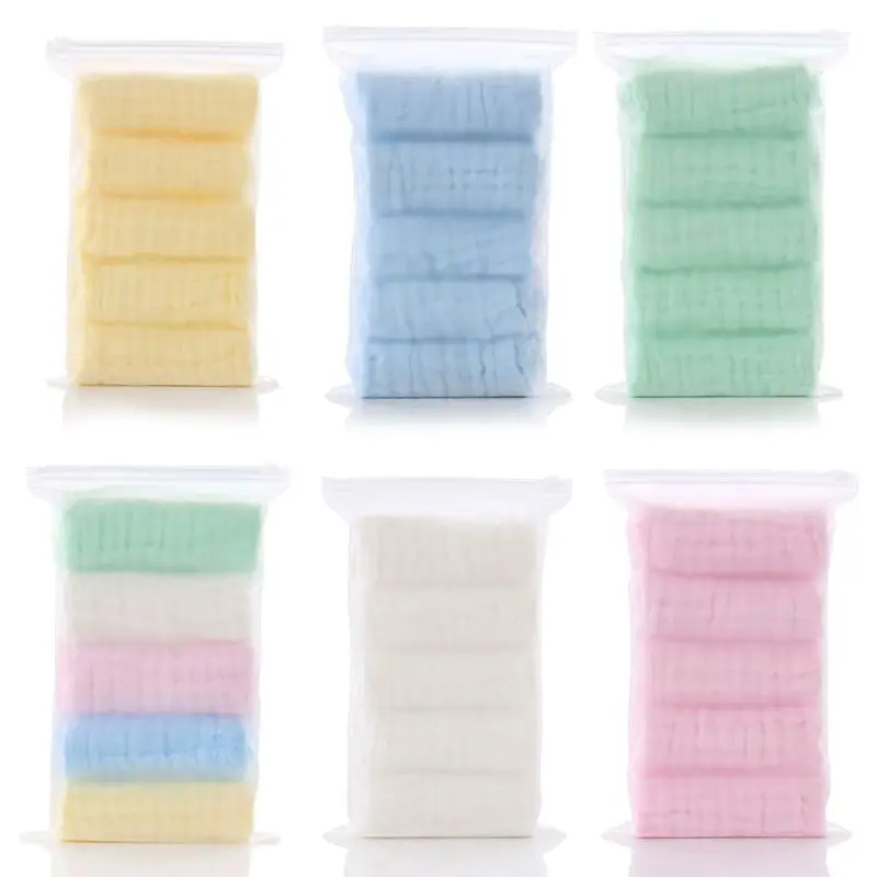 

5 Pcs Baby Cotton Towels Muslin Cloth Gauze Baby Bibs Hand Face Wipes Saliva Bib Handkerchief Washcloth