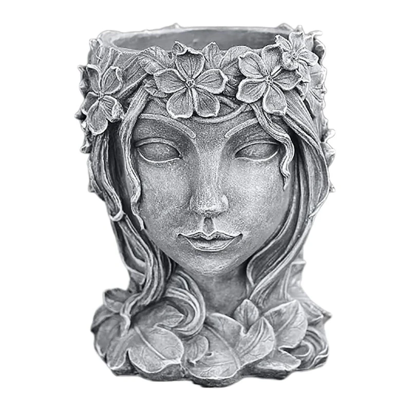 

Hot SV-Retro Goddess Statue Succulent Flowerpot,Lady Face Planter With Drainage Hole,Portrait Sculpture Art Plant Flower Pot
