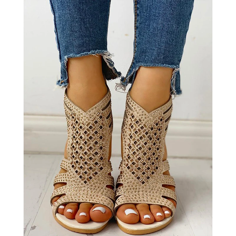 Summer Women Shoes Going Out Daily Wear Ladies Shoes Outdoor Casual Studded Rhinestone Hollow Out Flat Rome Sandals
Summer Women Shoes Going Out Daily Wear Ladies Shoes Outdoor Casual Studded Rhinestone Hollow Out Flat Rome Sandals