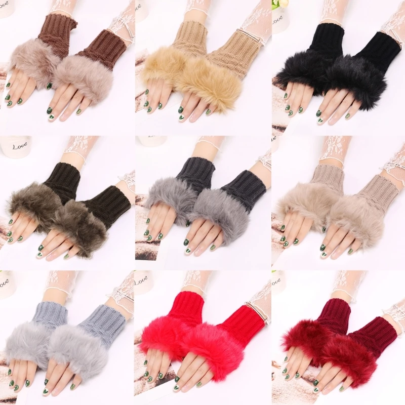 Winter Half Finger Gloves Knitted Fingerless Mittens wth Thumb Hole Warm Fuzzy Plush Trim Short Hand Warmer for Women Dropship
Winter Half Finger Gloves Knitted Fingerless Mittens wth Thumb Hole Warm Fuzzy Plush Trim Short Hand Warmer for Women Dropship