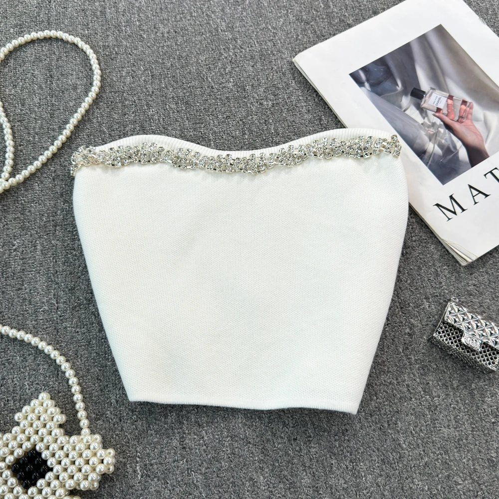 Sexy Rhine Stone Strapless Tube Top Chic Crop Top Korean Tanks Top Women Camis Women Corset Bustier
Sexy Rhine Stone Strapless Tube Top Chic Crop Top Korean Tanks Top Women Camis Women Corset Bustier