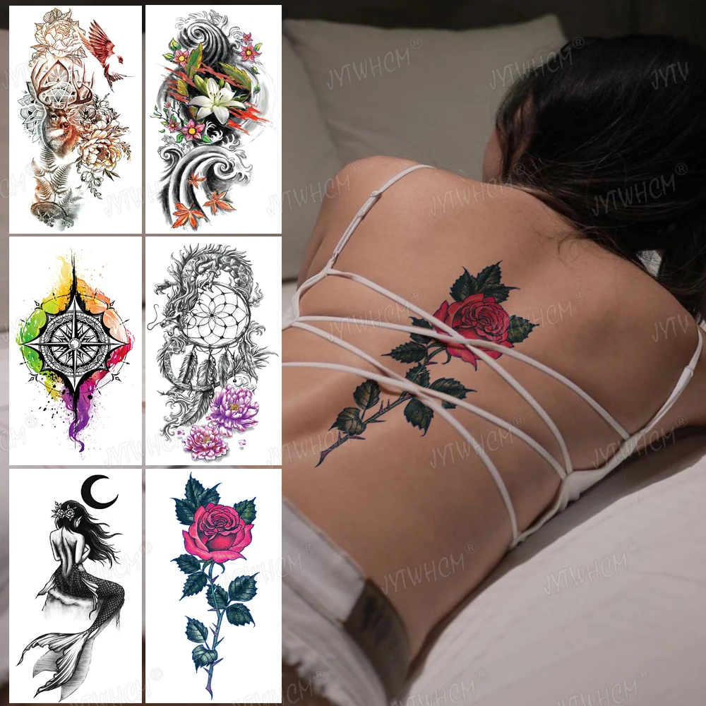 Women's Fashion Flower Temporary Tattoos Sticker Fake Rose Feather Tattoos Decal Waterproof Body Art Back Arm Tattoos For Women
Women's Fashion Flower Temporary Tattoos Sticker Fake Rose Feather Tattoos Decal Waterproof Body Art Back Arm Tattoos For Women